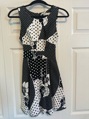 Black & White Polka Dot Vintage Floral Fit-and-Flare ModCloth Dress